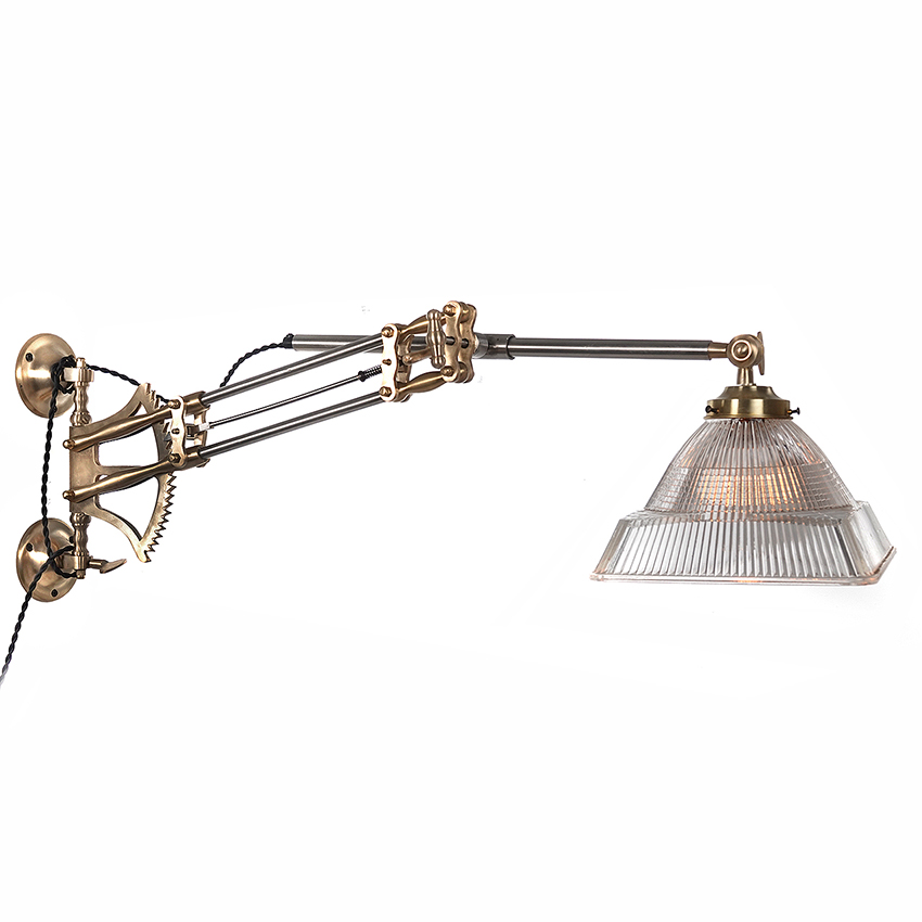 Elaborate Articulated & Ratcheted Wall Bracket Lamp | Early Electrics