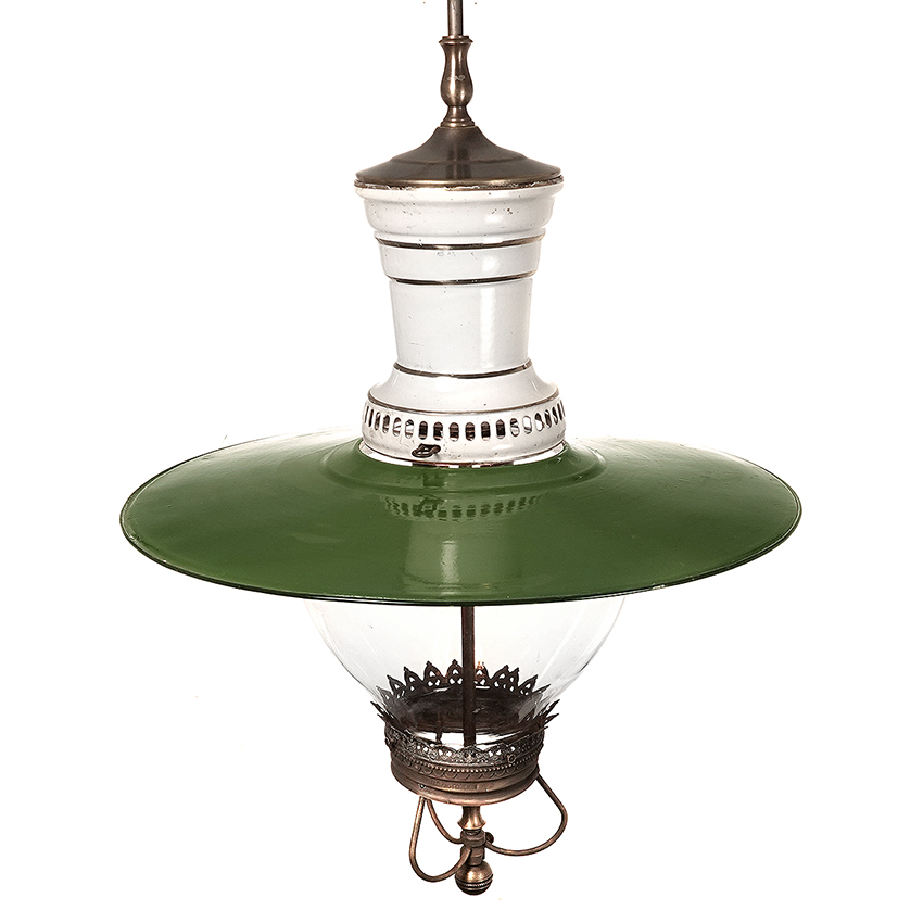 Large Shade Acorn Glass Humphrey Gas Lamp Early Electrics