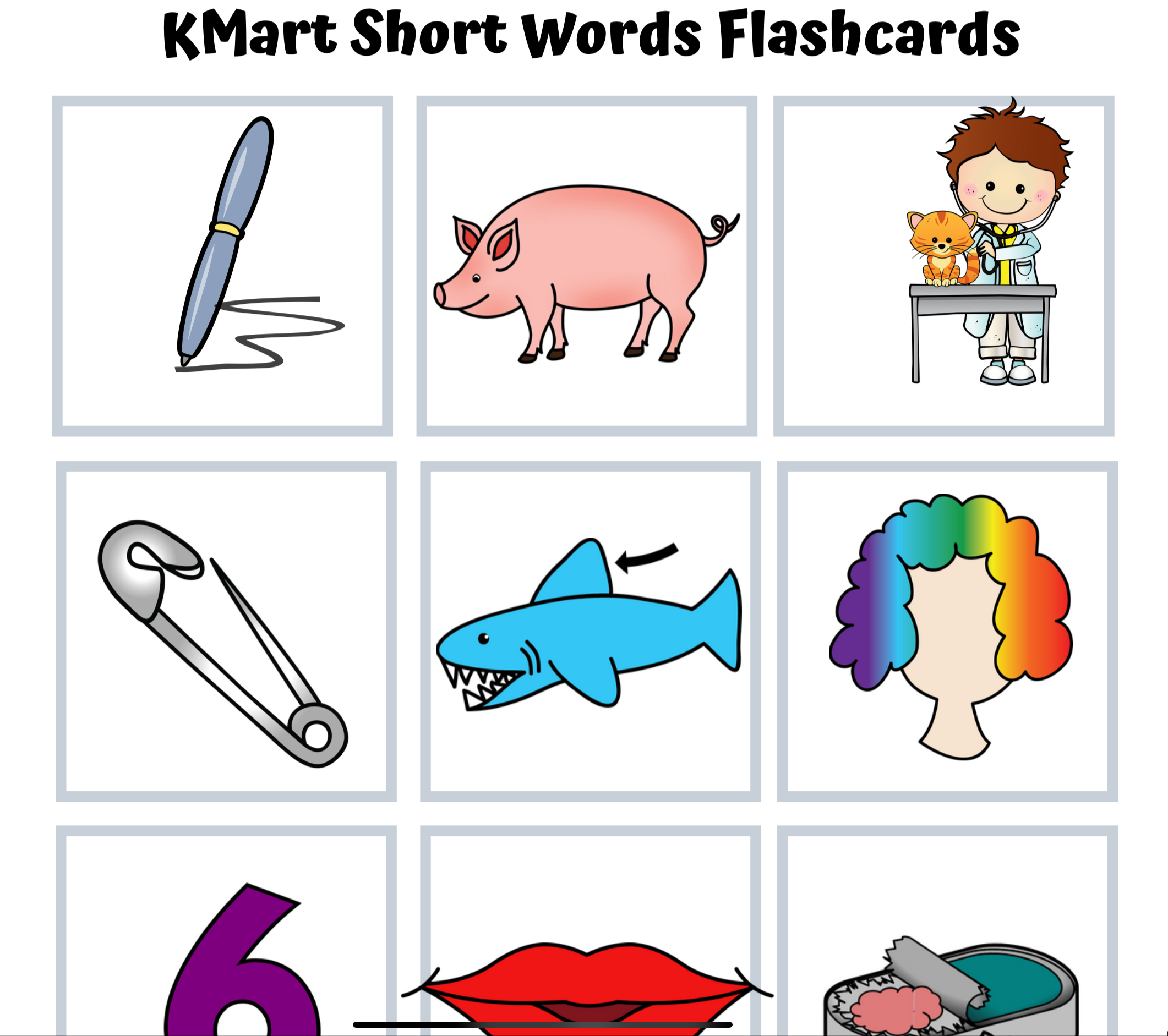 Kmart CVC Flashcards Companion Early Speech Resources