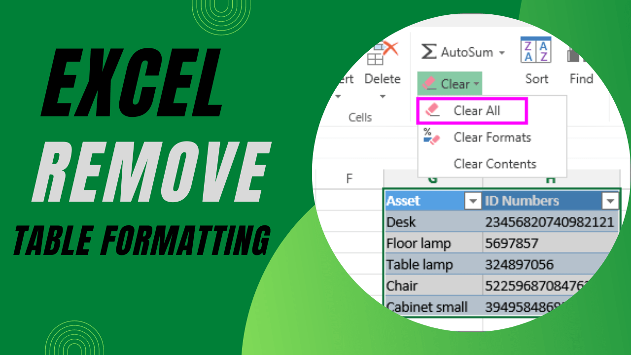 Excel Remove Table Formatting Format an Excel Table Earn and Excel