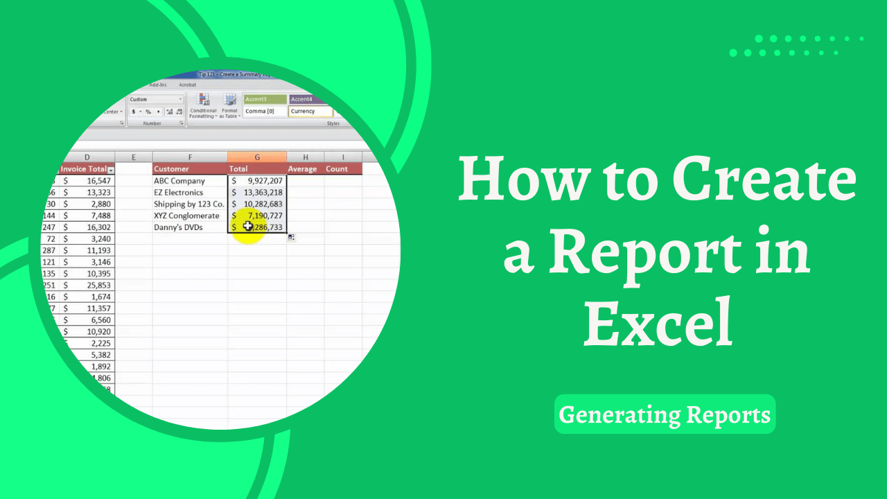 How to Create a Report in Excel – Generating Reports - Earn and Excel