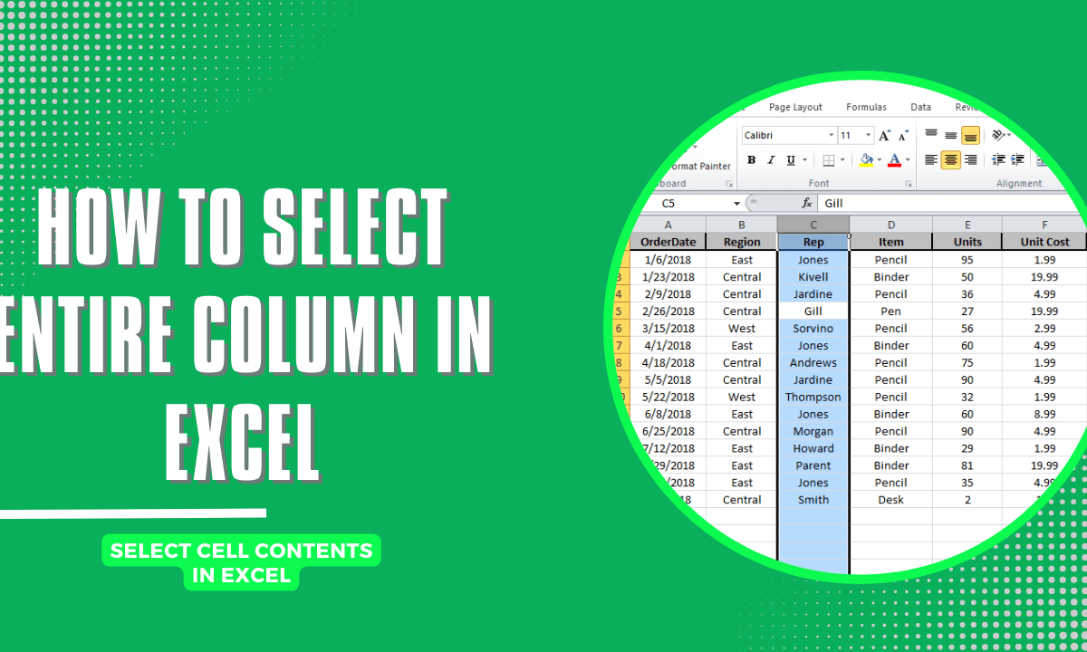 How to Select Entire Column in Excel Select Cell Contents in Excel