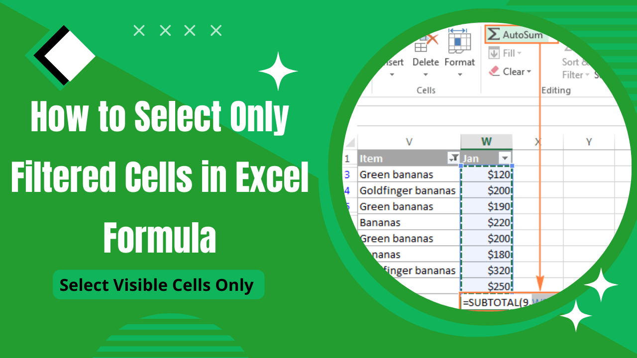 How to Select Only Filtered Cells in Excel Formula Select Visible