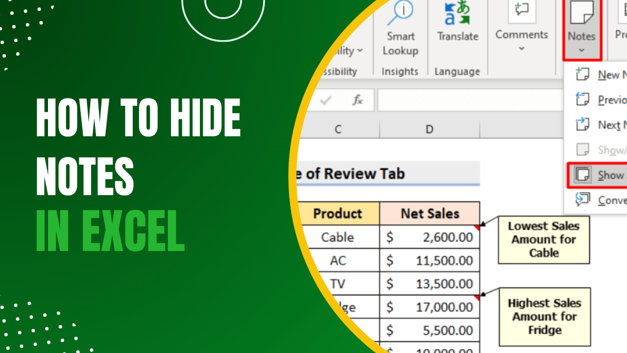 How to Hide Notes in Excel Earn and Excel