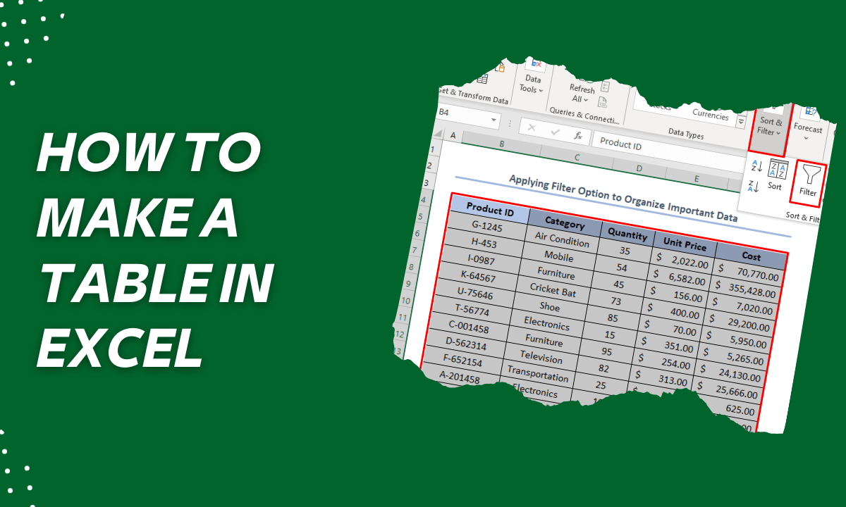How to Create a Data Table in Excel Organized Data Analysis Earn and Excel