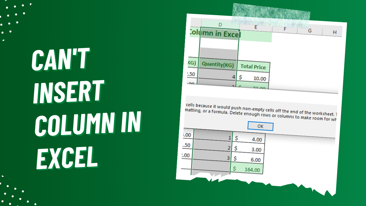Can't Insert Column in Excel Troubleshooting and Solutions Earn & Excel