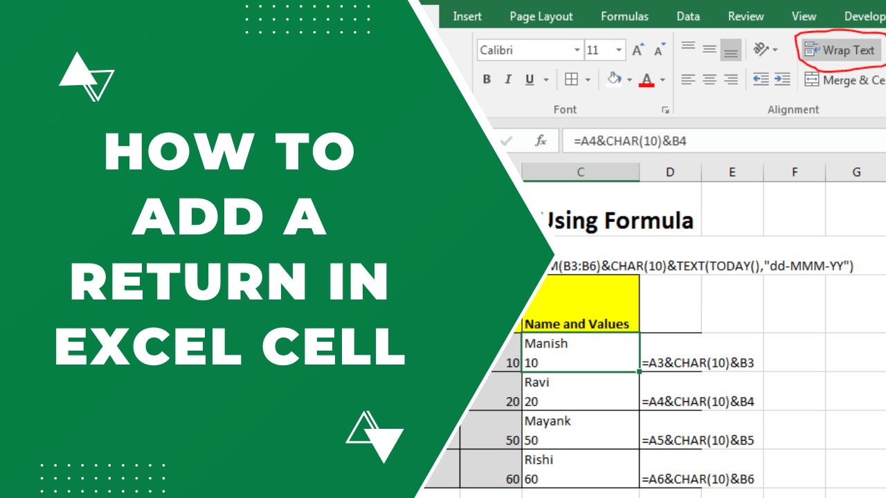 How to Add a Return in Excel Cell Earn & Excel