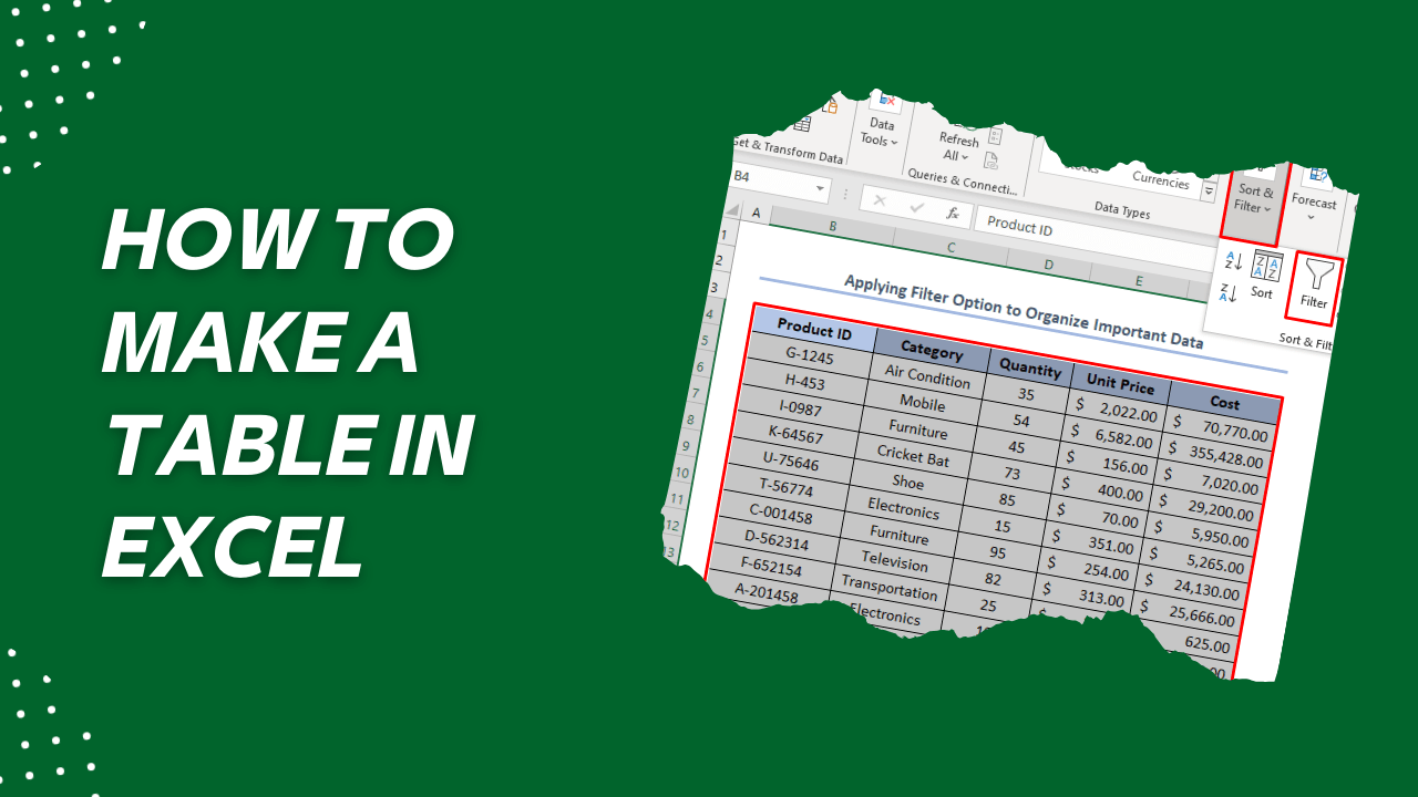 How to Create a Data Tables in Excel Organized Data Analysis