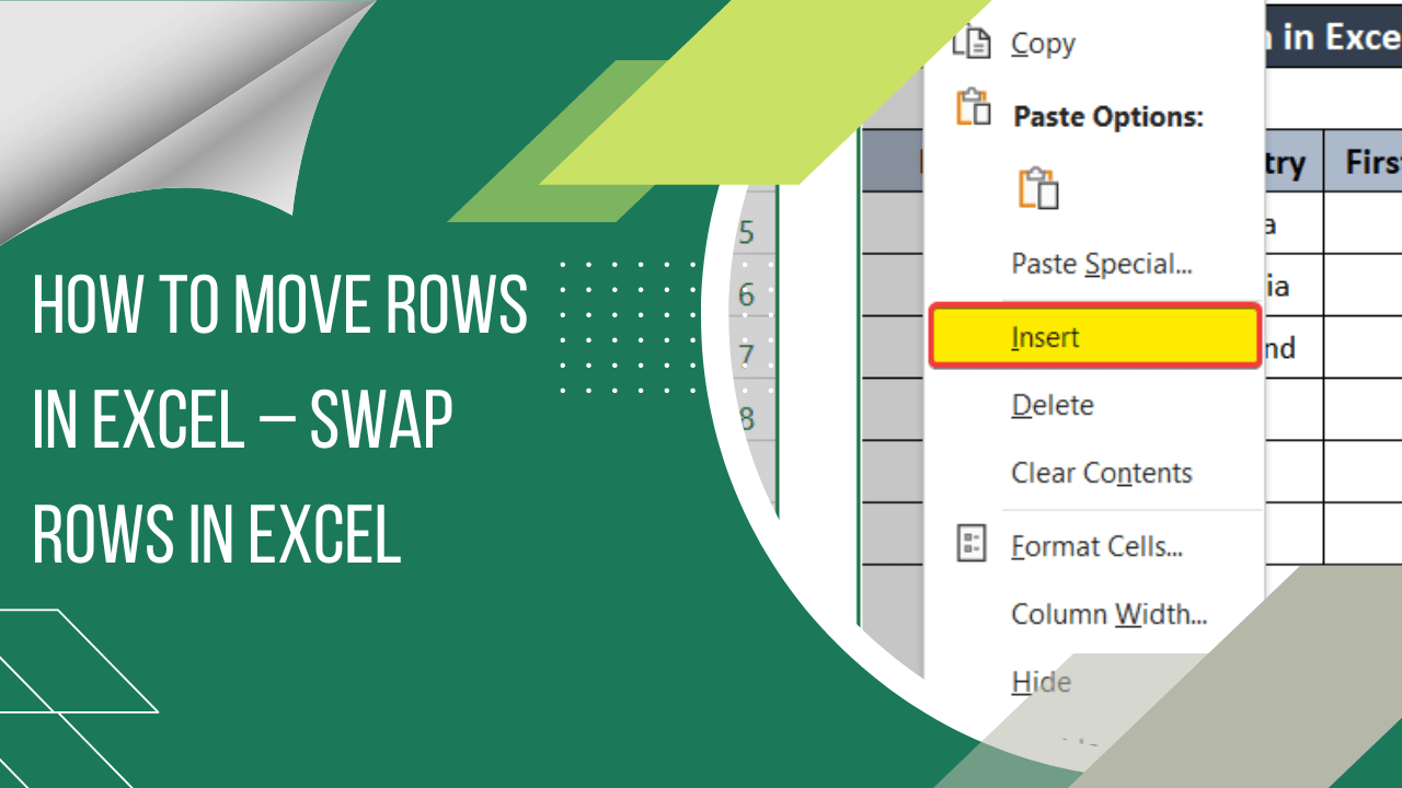 How to Move Rows in Excel Swap Rows in Excel Earn & Excel