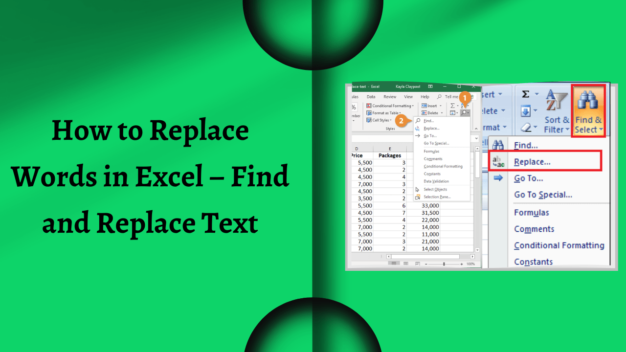 How to Replace Words in Excel Find and Replace Text Earn & Excel