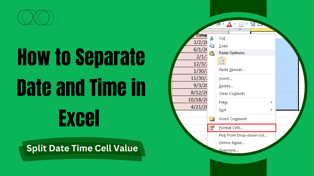 How to Separate Date and Time in Excel Split Date Time Cell Value
