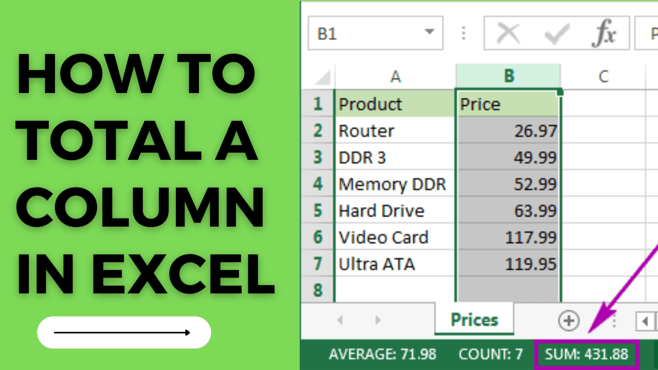 How to Total a Column in Excel Use AutoSum to Sum in Excel Earn & Excel