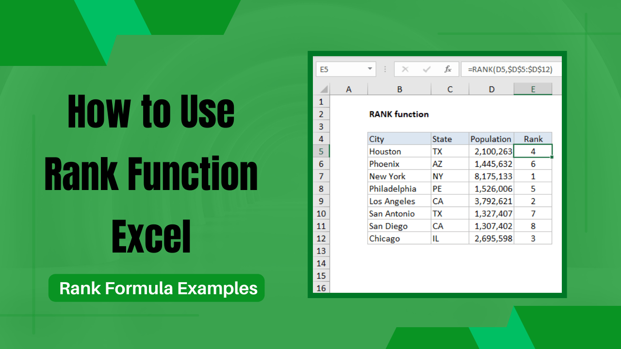 How to Use Rank Function Excel Rank Formula Examples Earn & Excel