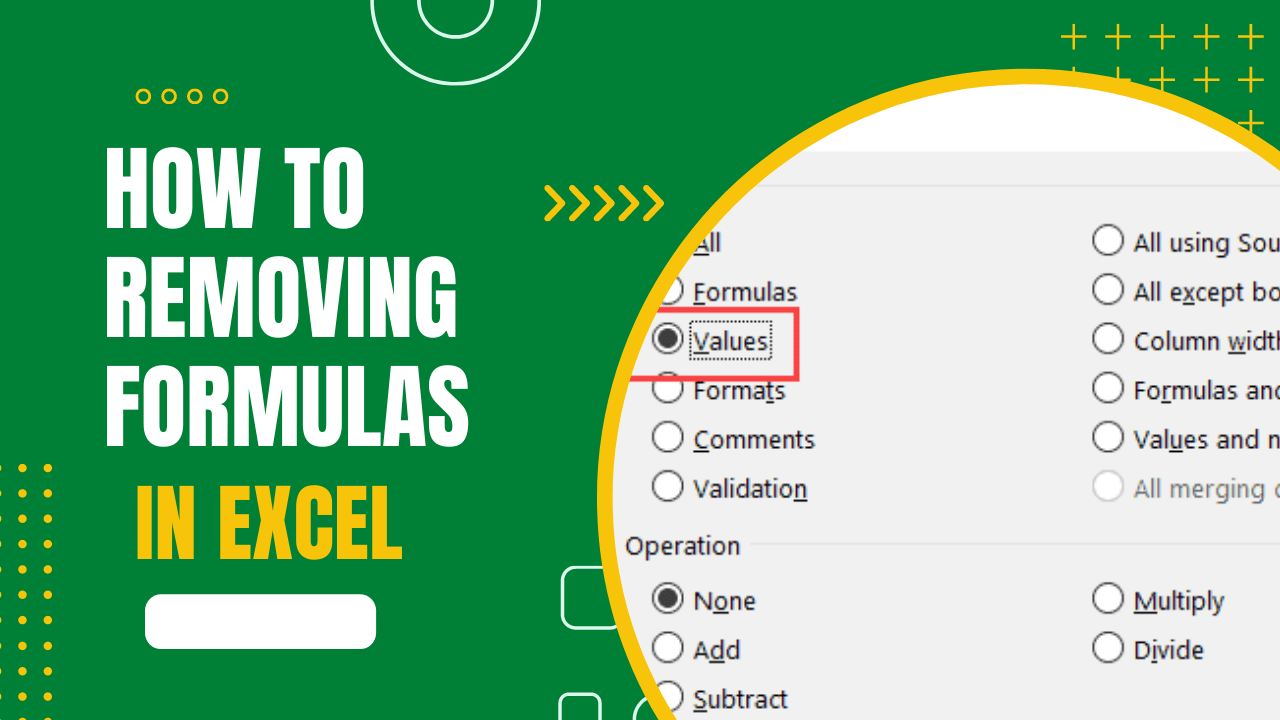 Removing Formulas in Excel Microsoft Excel Tricks Earn & Excel