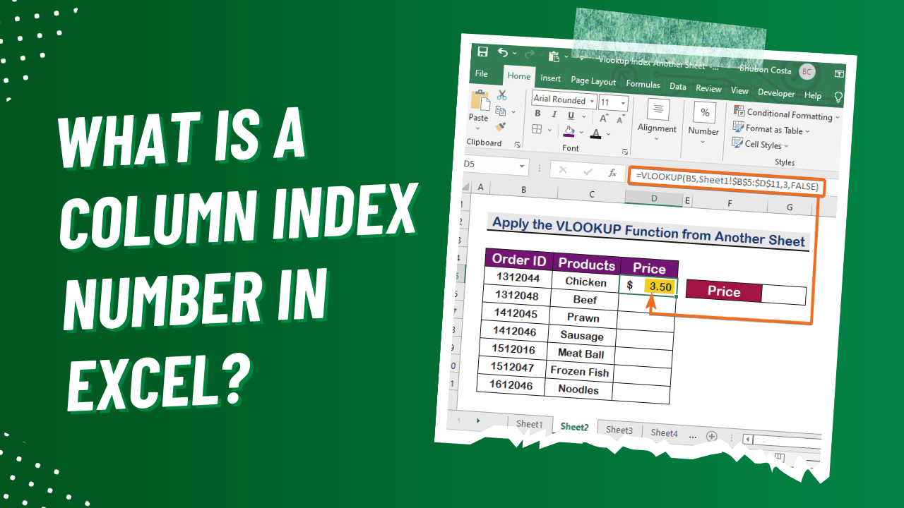 What is a Column Index Number in Excel?