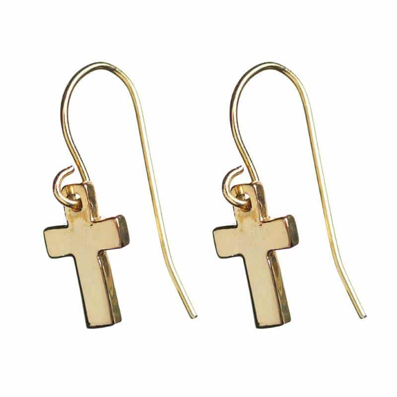 Gold / Silver Cross Drop Earrings for Sensitive Ears