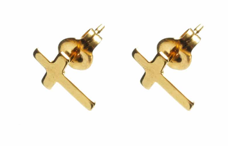Gold Cross Stud Earrings for Sensitive Ears