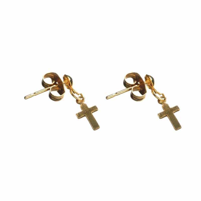 Gold Cross Stud Earrings for Sensitive Ears