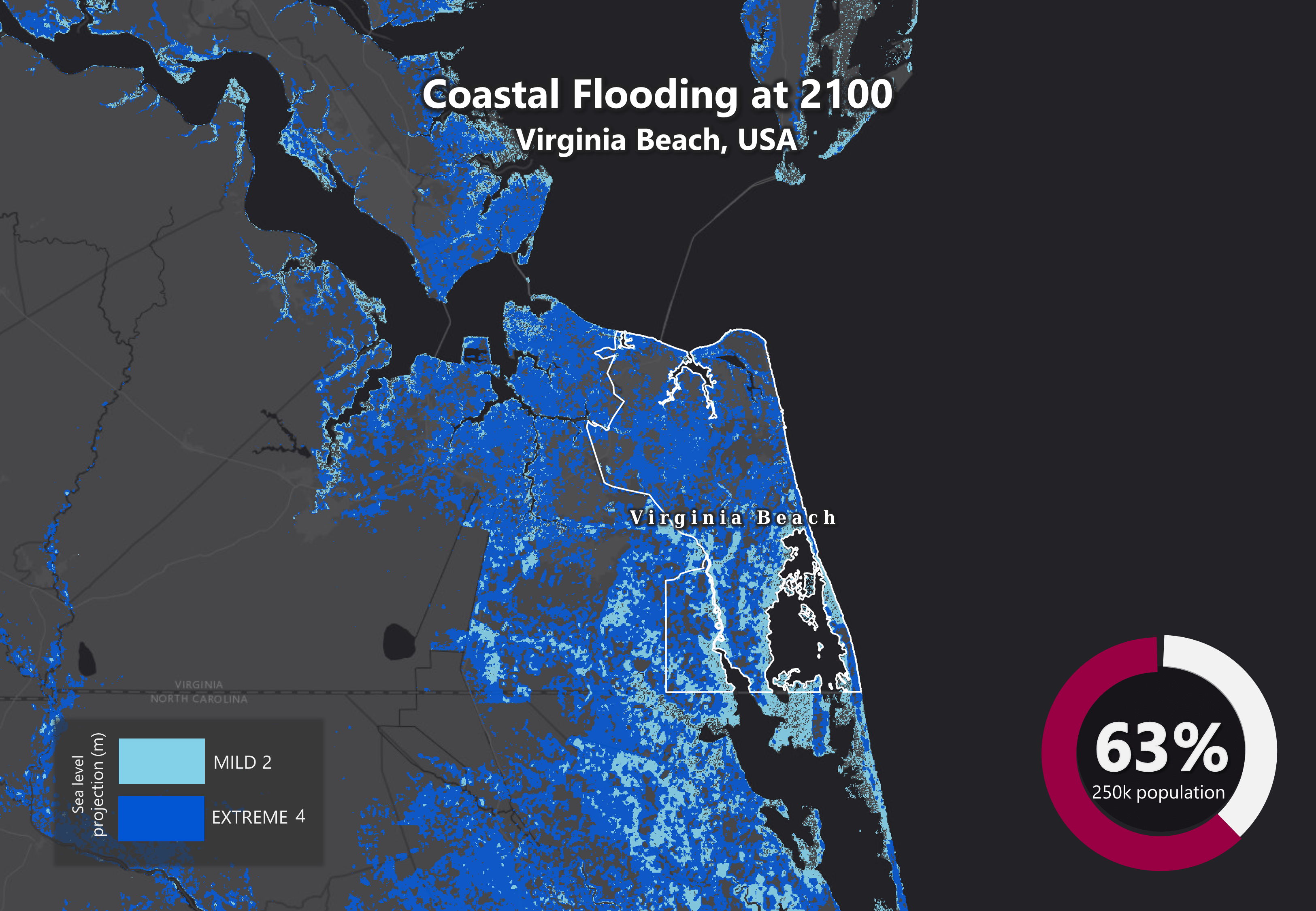Projected Sea Level Rise By 2050 Map Sea Level Rise by 2100 Virginia Beach Past Present