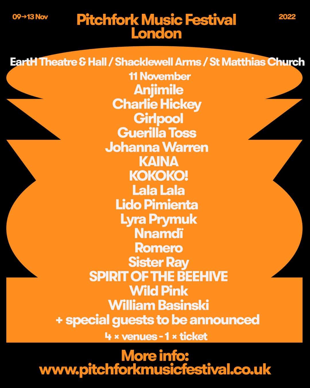 Pitchfork Festival London • Events • EartH (Evolutionary Arts Hackney)