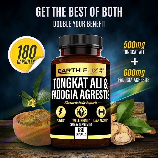Fadogia Agrestis and Tongkat Ali (180 Capsules) Earth Elixir