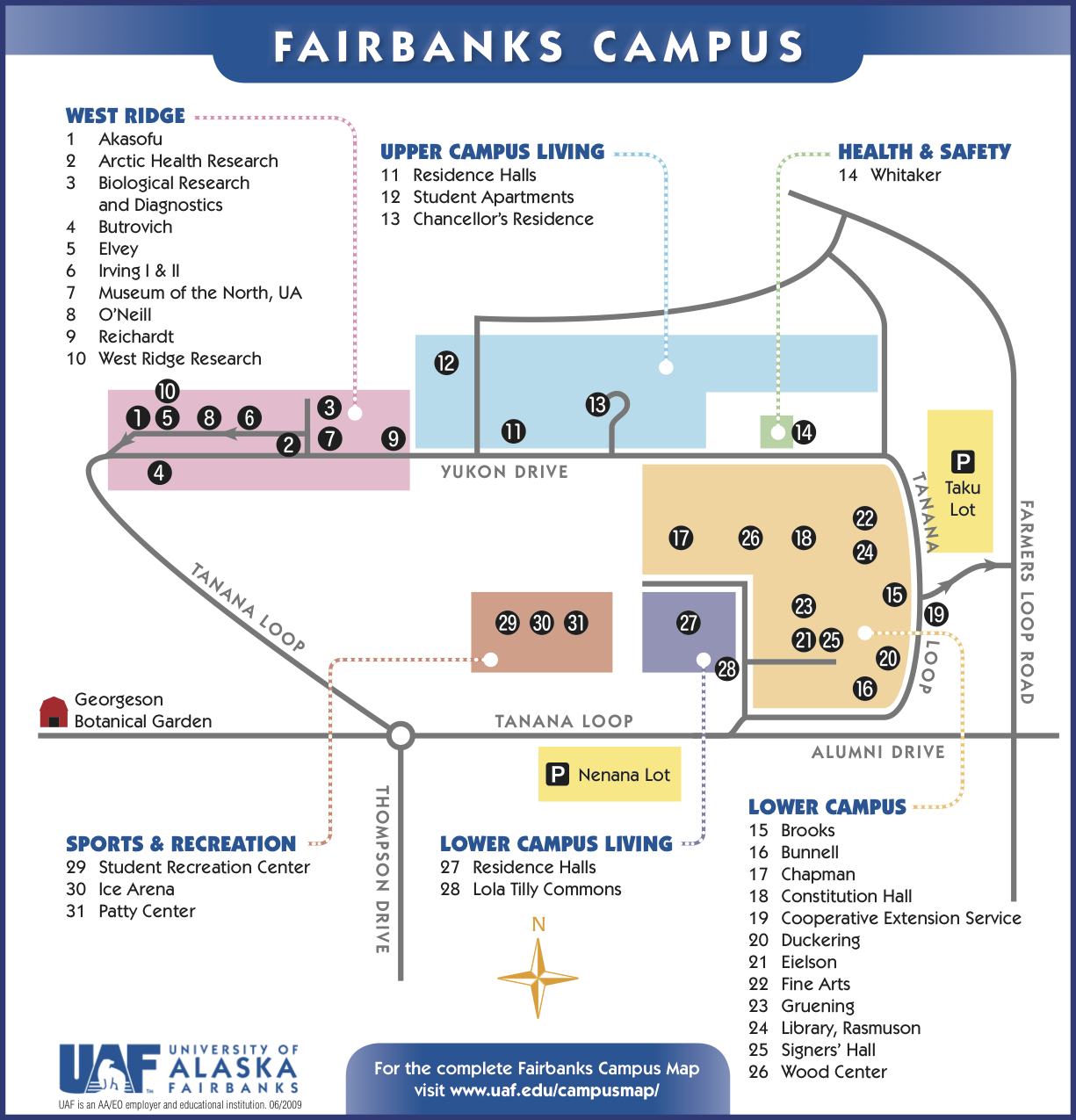 Alaska Fairbanks Campus Map University Of Alaska Fairbanks Map Cities And Towns Map