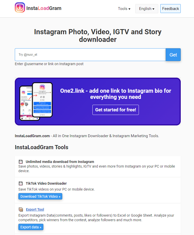 Instagram video downloader by link deltatoolbox