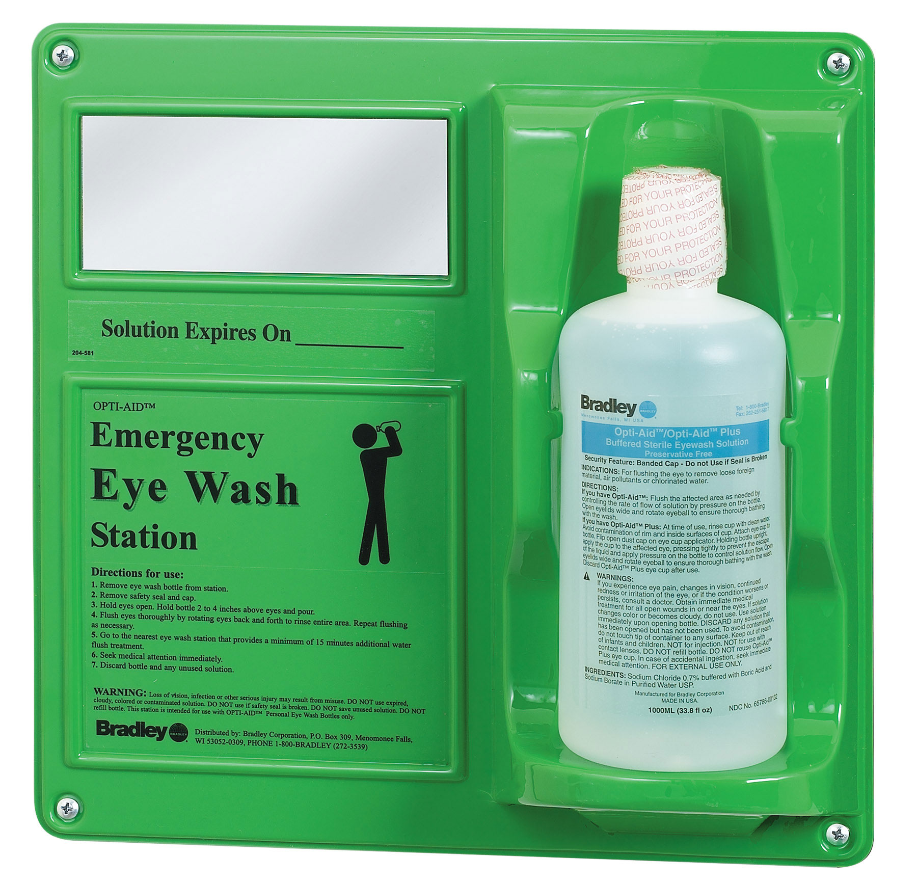 HAWS Eye Wash Station, 9.0 gal. Tank Capacity, Activates By Pull Tray