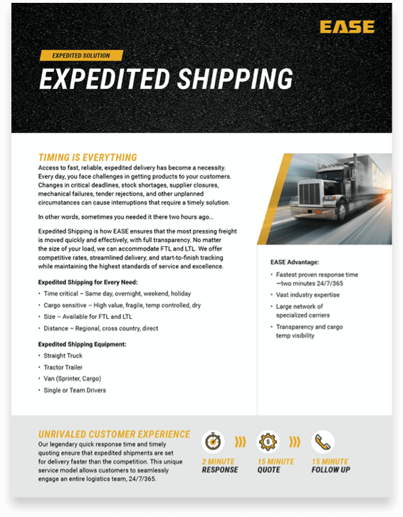 Expedited Shipping Columbus OH Fast FTL & LTL Solutions EASE