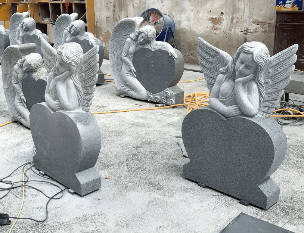 Baby angel headstone with heart easonstone