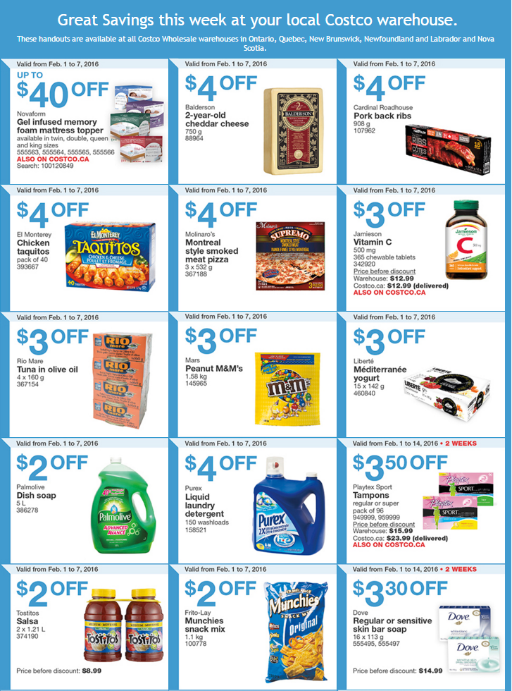 Costco East Sale & Liquidation Items February 1 to February 7 2016