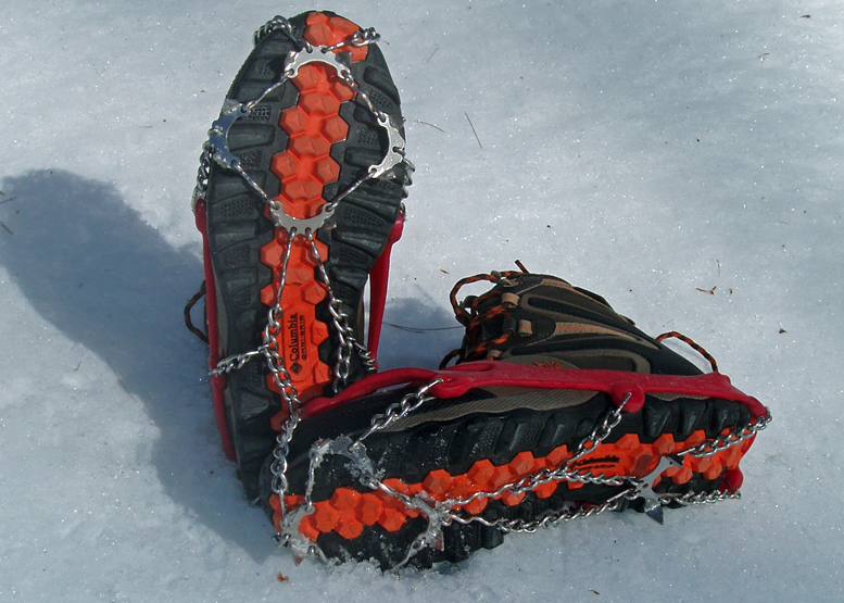Winter Hiking Traction Aids in Action