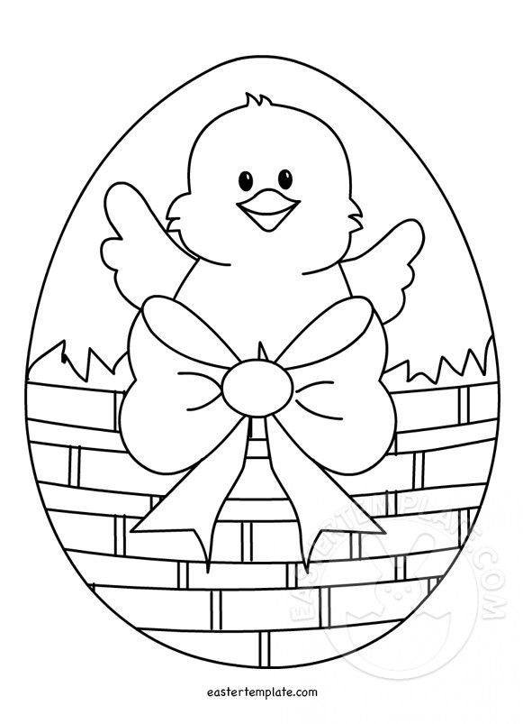 Easter Basket With Chick Easter Template