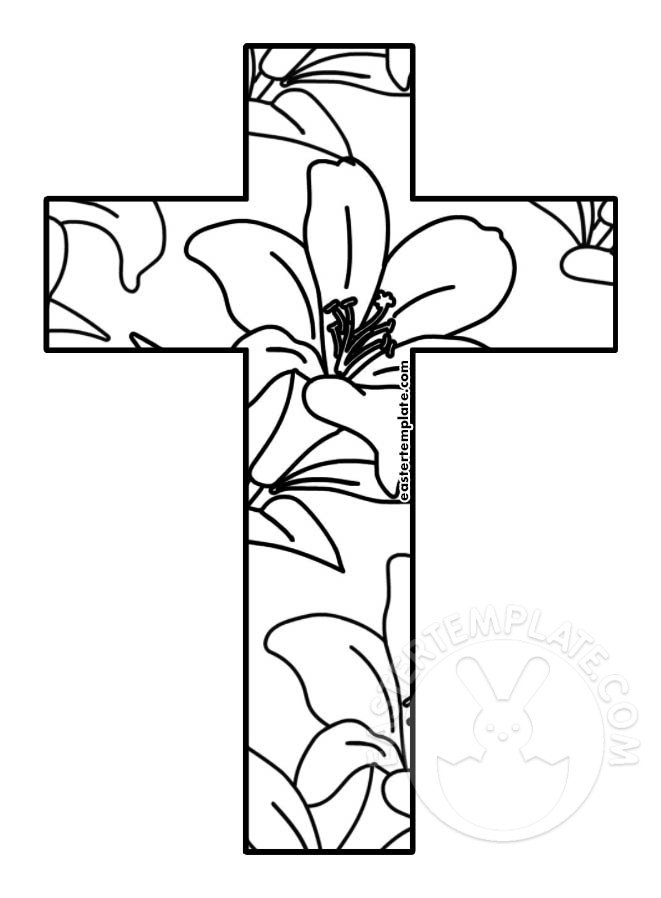 Flower Cross Easter Template