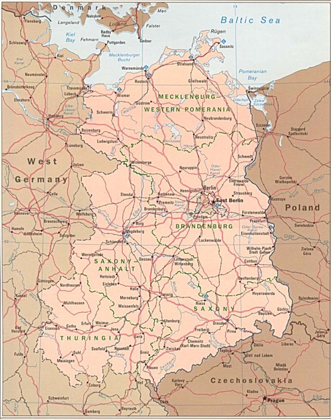 A Map Of Germany In 1985 Old East Germany Map