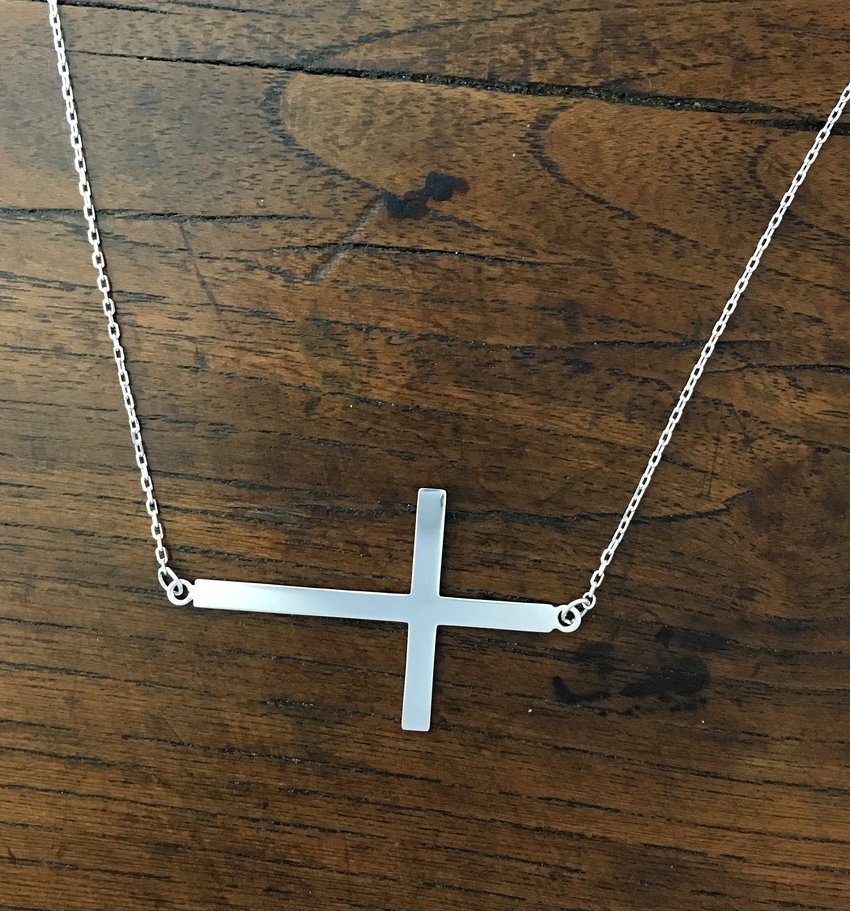 sterling sideways cross necklace