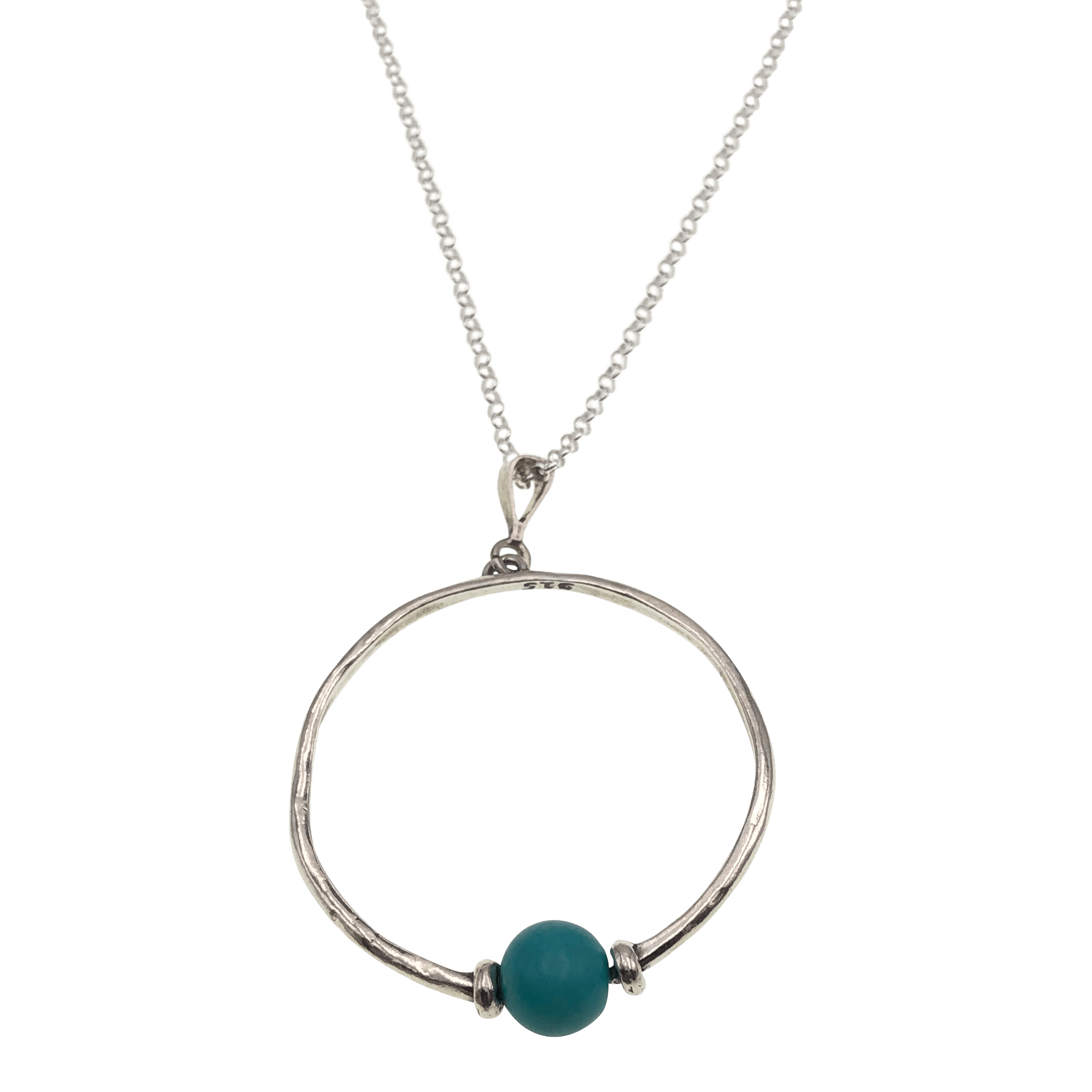 Sterling Circle with Turquoise Necklace