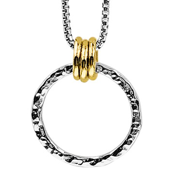 Hammered Sterling Circle & Gold Necklace II