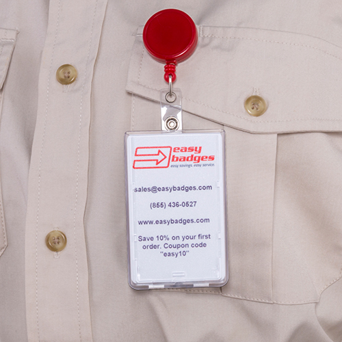 Hard Plastic Frosted ID Badge Holder Vertical 706N EasyBadges