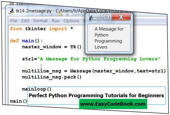 Python 3 tkinter Message Widget Program Examples
