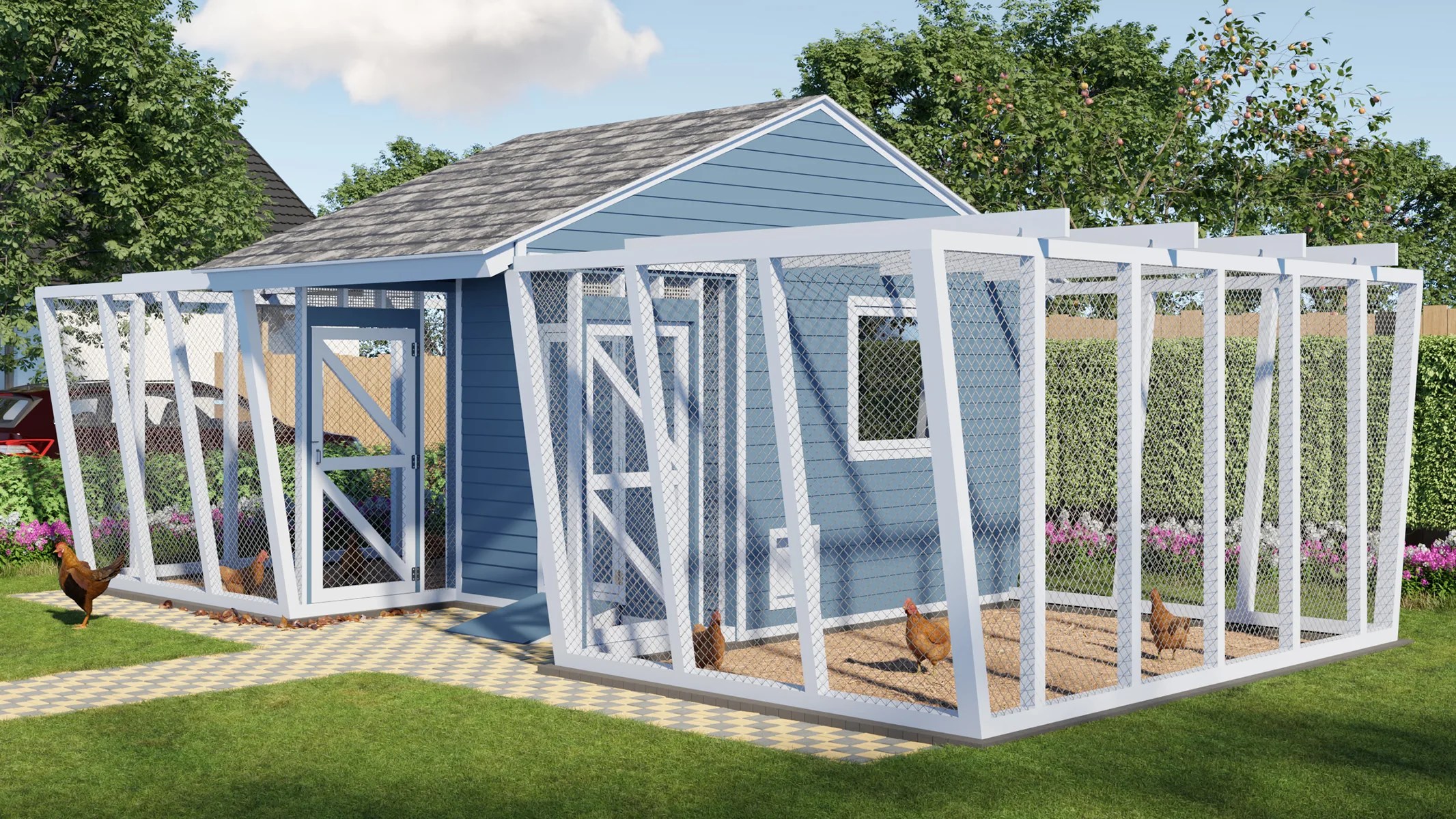 30x15 Large Chicken Run Plans For 50 Chickens Easy Coops™