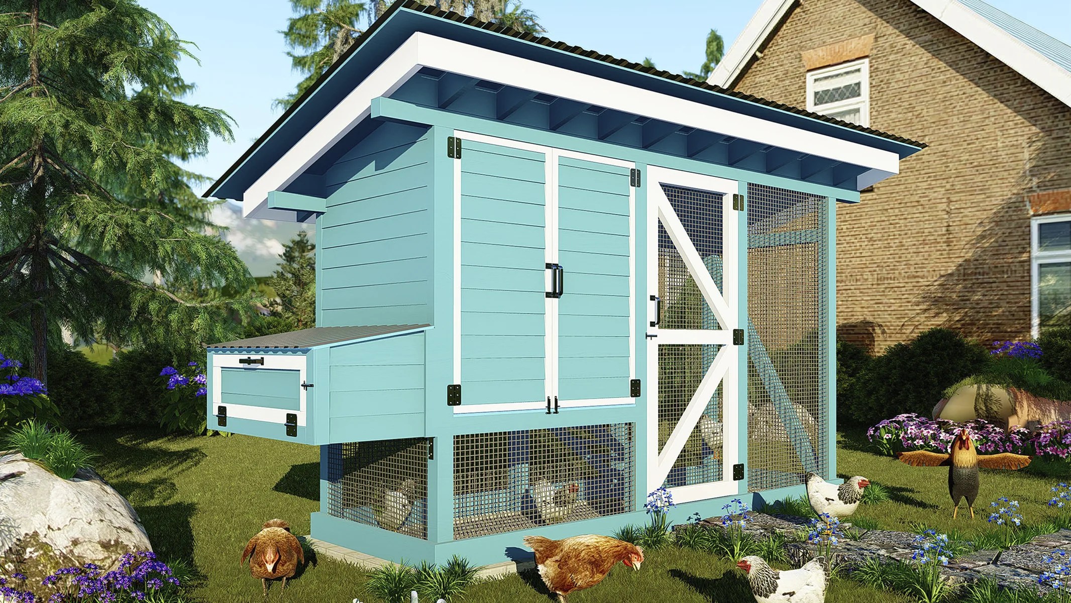 4x12 Medium Chicken Coop & Run Plans For 8 Chickens Easy Coops™
