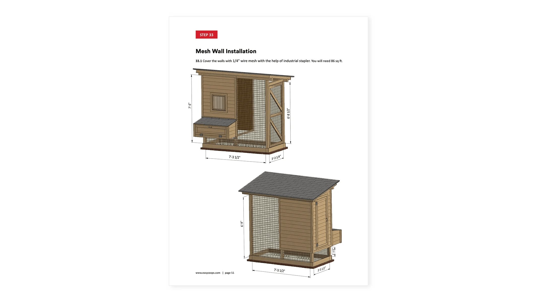 4x8 Medium Chicken Coop & Run Plans For 8 Chickens Easy Coops™