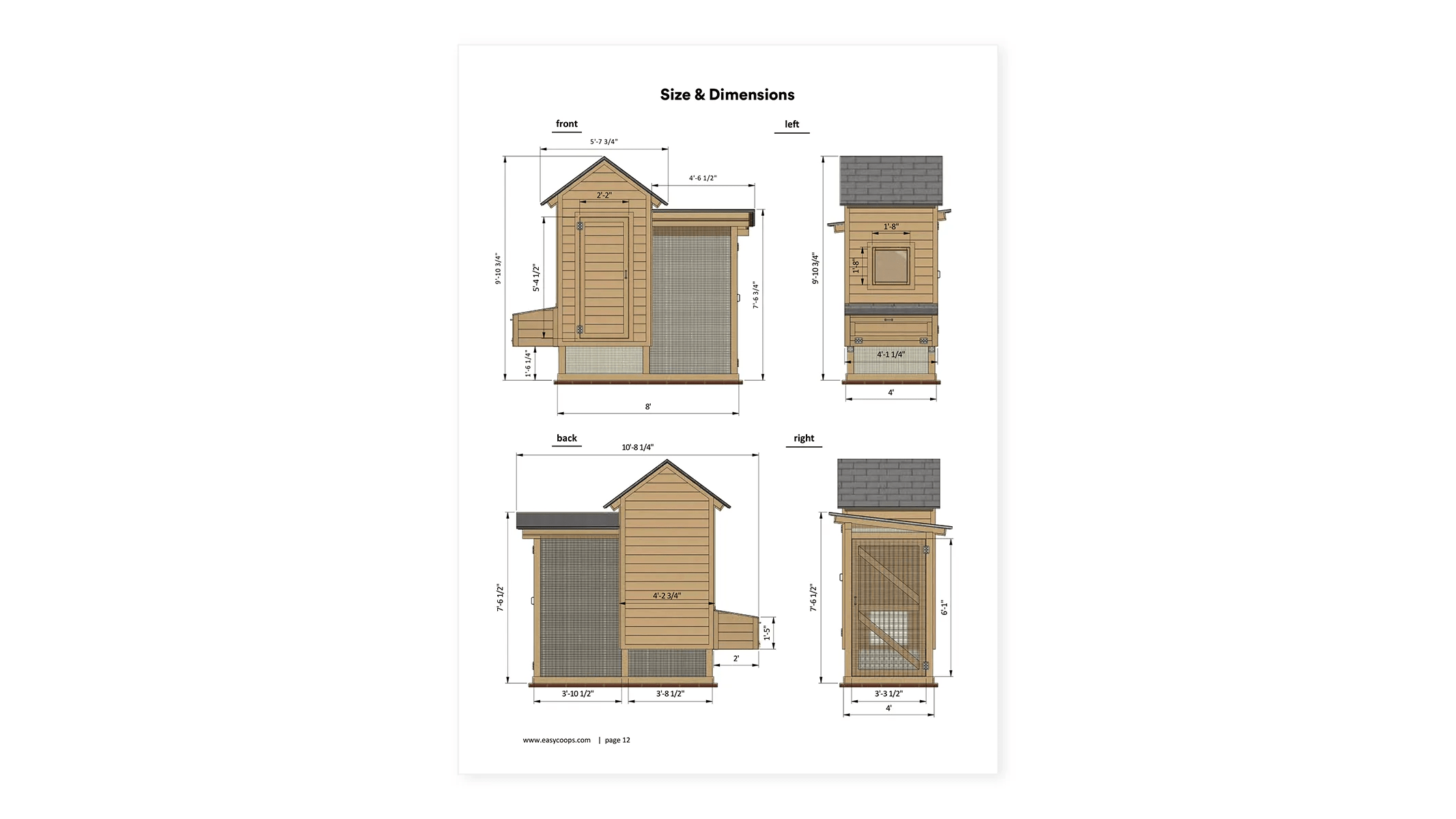 4x8 Medium Chicken Coop Plans For 10 Chickens Easy Coops™