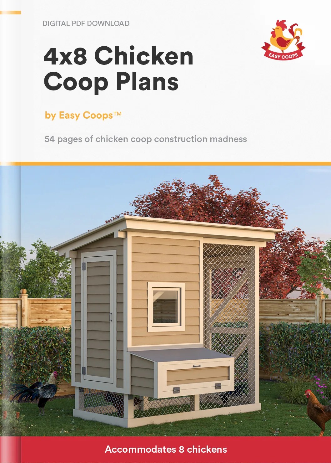 4x8 Medium Chicken Coop & Run Plans For 8 Chickens Easy Coops™