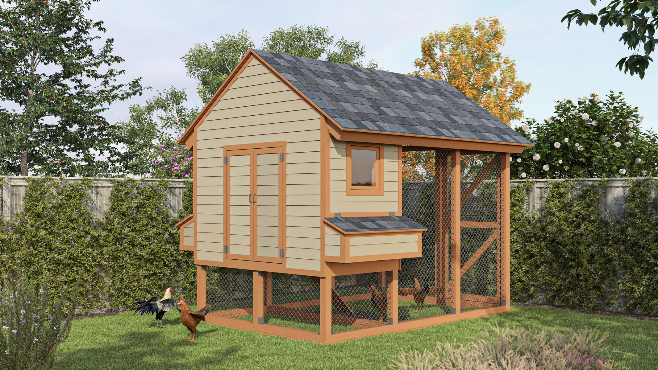 12x8 Medium Chicken Coop & Run Plans For 12 Chickens Easy Coops™