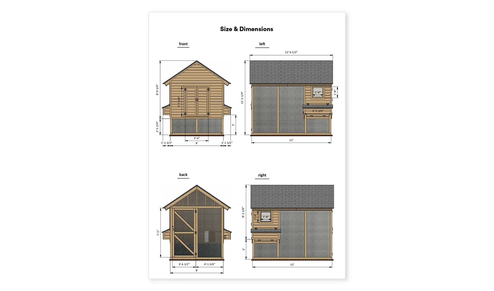 12x8 Medium Chicken Coop & Run Plans For 12 Chickens Easy Coops™