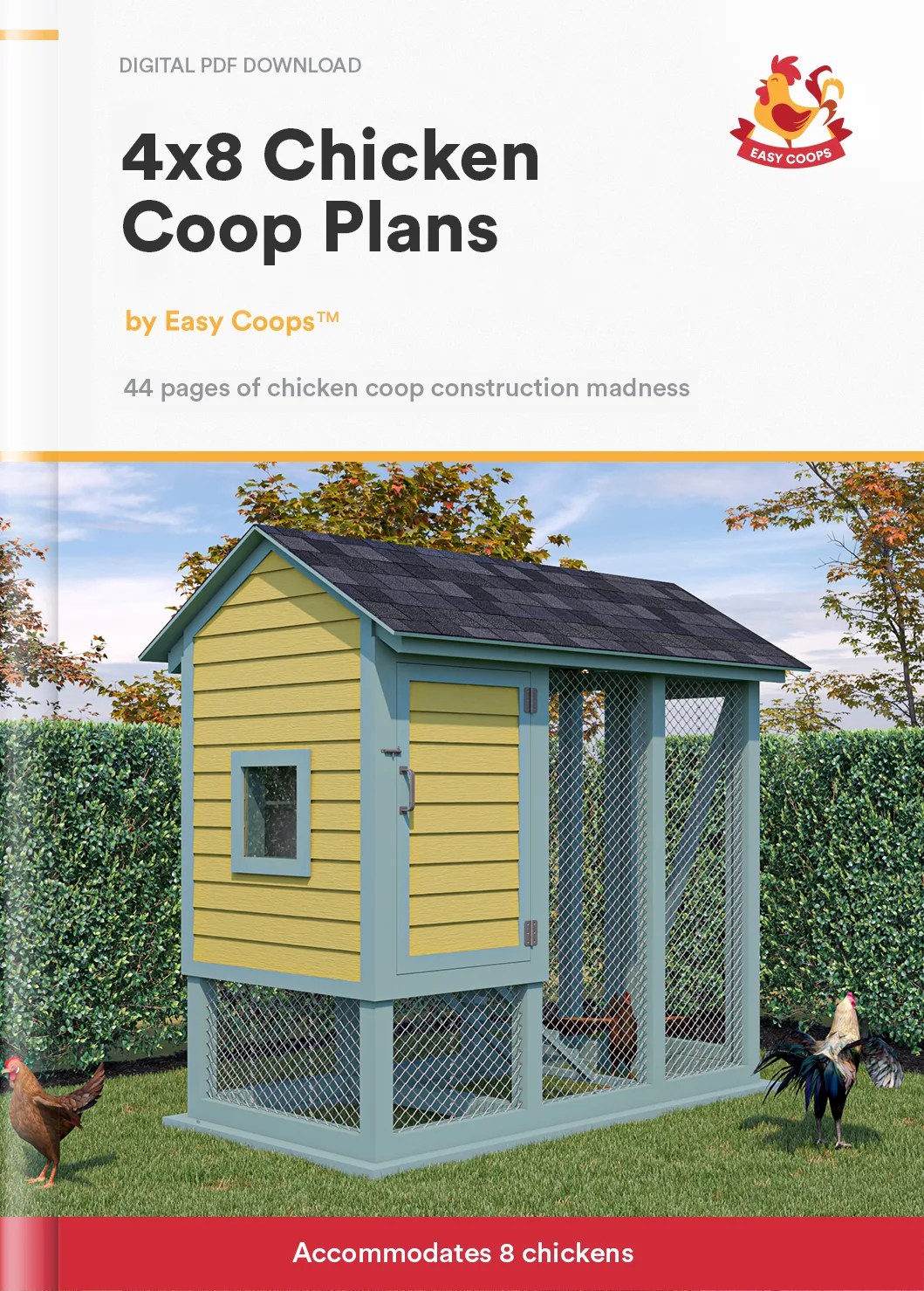 4x8 Chicken Coop Plans With Run For 8 Chickens Easy Coops™