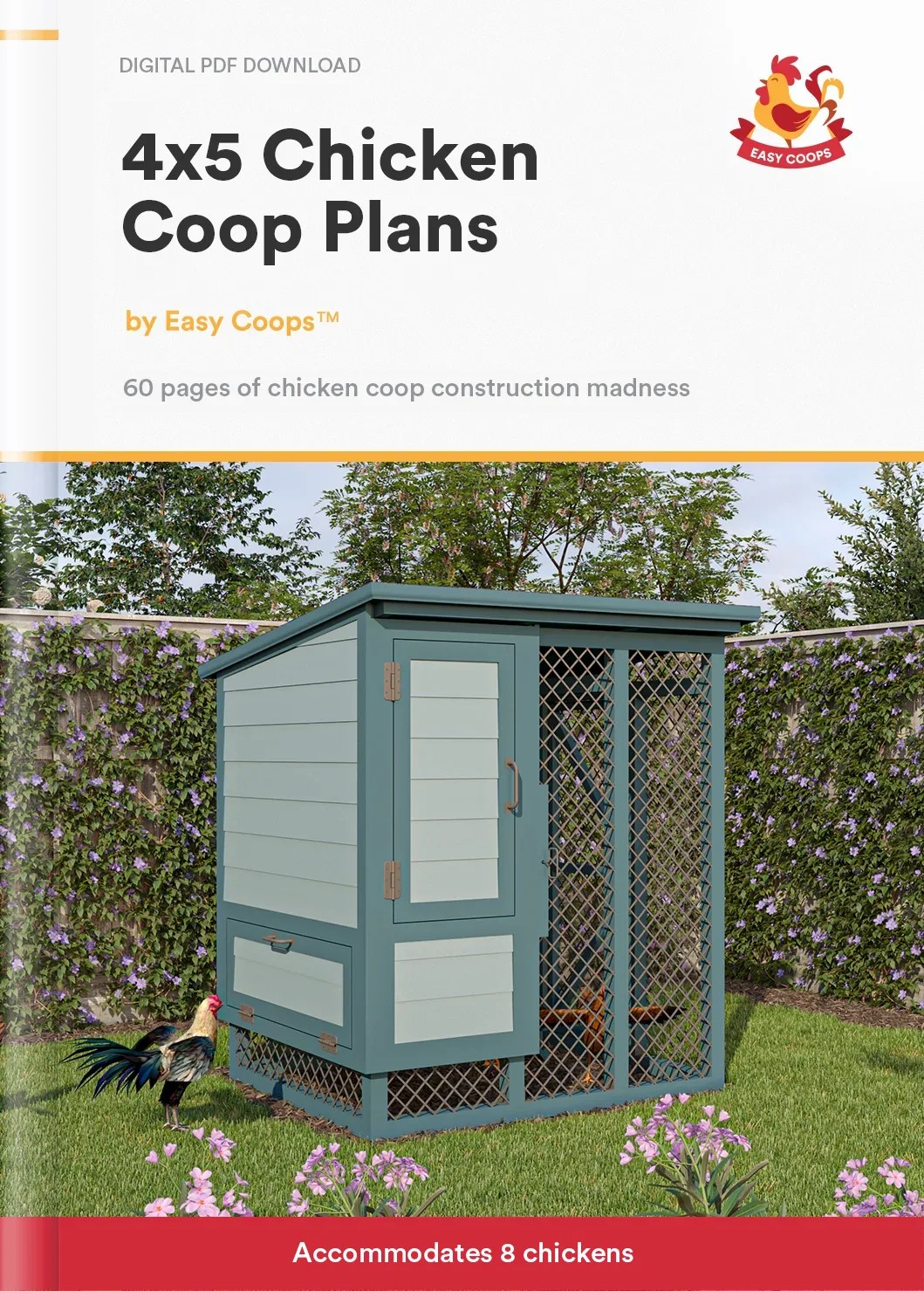 4x5 LowMaintenance Chicken Coop Plans For 8 Chickens Easy Coops™