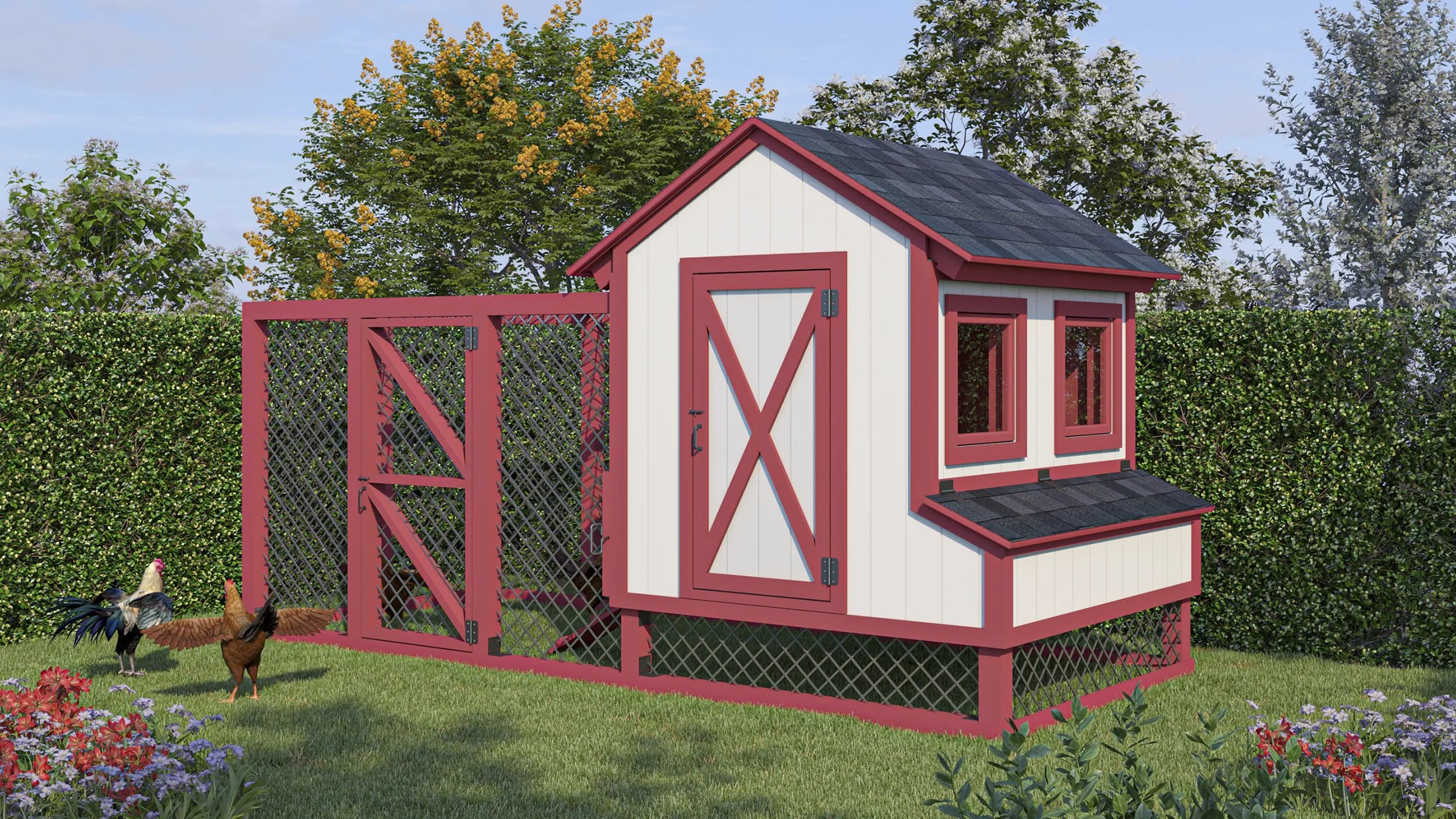 Barn Style Chicken Coop With Run Plans For 12 Chickens Easy Coops™